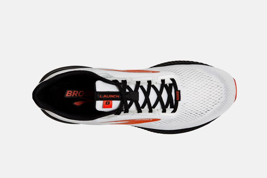 Launch 8 Road Brooks Running Shoes NZ Mens - White/Black/Red - JQWODB-781